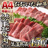 おおいた和牛 上カルビ・上ロース焼肉セット (合計450g・上カルビ250g+上ロース200g) 国産 牛肉 肉 霜降り 低温熟成 A4 和牛 ブランド牛 カルビ ロース 焼肉 BBQ 冷凍 【DH210】【(株)ネクサ】