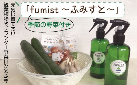 R5-735．【数量限定】四万十産　天然由来の活性剤「fumist～ふみすと～」300ml×２本セット（季節の安心野菜つき