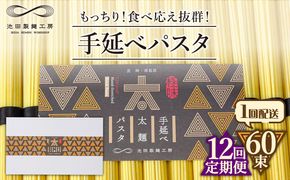 【12回定期便】手延べ太麺パスタ　3kg (50g×60束)  / スパゲッティ 麺 乾麺 / 南島原市 / 池田製麺工房[SDA077]