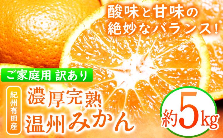 [先行予約][ご家庭用訳アリ] 紀州有田産 濃厚完熟温州みかん 約5kg 魚鶴商店[2024年11月下旬-2025年2月上旬頃出荷予定] 和歌山県 日高町 みかん 温州みかん 完熟 濃厚 柑橘 ご家庭用---wsh_utshkaum_l112_23_11000_5kg---