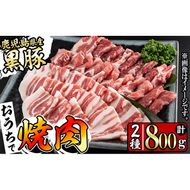 ＜入金確認後、2週間以内に発送！＞鹿児島県産黒豚焼肉セット計800g(肩ロース、バラスライス 各400g×1P) a1-087-2w