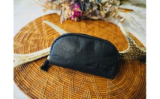 大槌ジビエレザーのポーチ（黒・濃茶・グリーン）【0tsuchi00673】