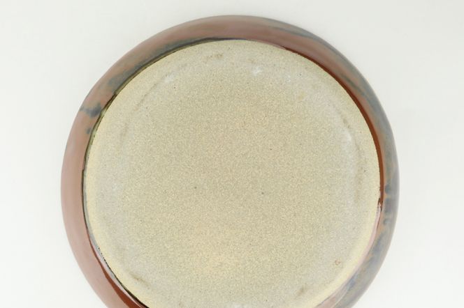 AT011　益子焼　萩原芳典　柿釉線紋平鉢