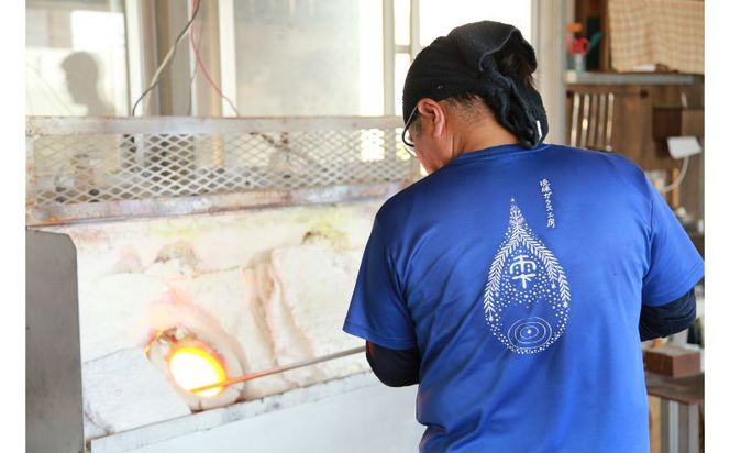 【ガラス工房雫】泡花口広カップ＜ヒルギ＆ランタナ＞2個セット