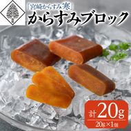 「宮崎からすみ寒」プレミアムブロック(計20g・20g×1個)カラスミ 魚卵 珍味 つまみ 唐墨 珍味 酒の肴 ボラ ぼら 宮崎県 門川町【AW-39】【丸正水産】