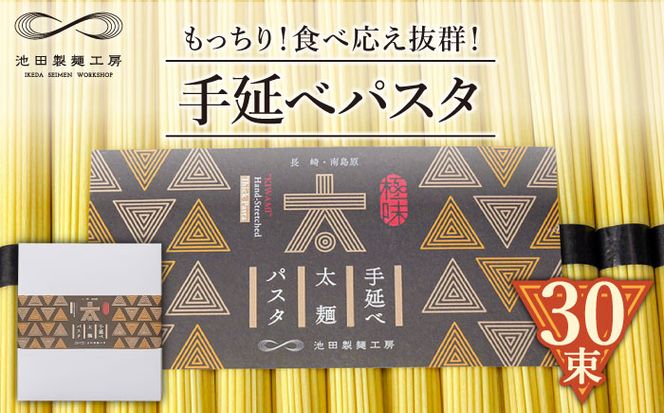 手延べ太麺パスタ 1.5kg (50g×30束) / スパゲッティ 麺 乾麺 / 南島原市 / 池田製麺工房[SDA069]