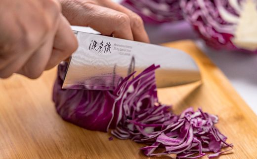 源虎徹 銀彩ダマスカス 三徳 180mm （M100/安田刃物）