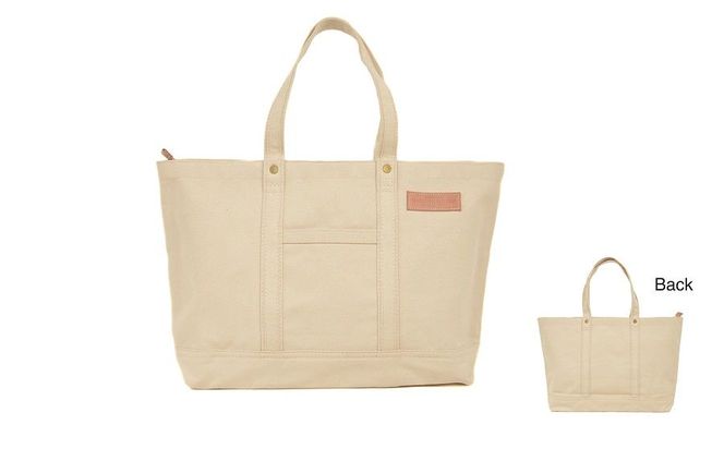 【T03046_2】【ファスナー付き】肩かけOK　ポケット・キーフック付きの大きめトート /国産4号帆布 [George 2]（ホワイト）