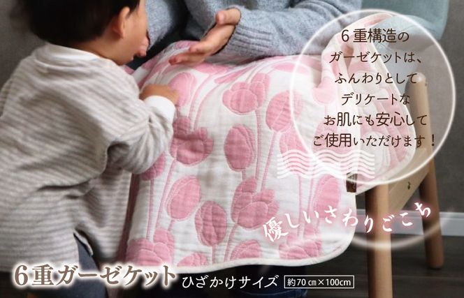 G2003 《ギフトボックス》Ftオーガニックコットンストール＆6重ガーゼケット Sサイズ（ローズ）＜スピード発送＞