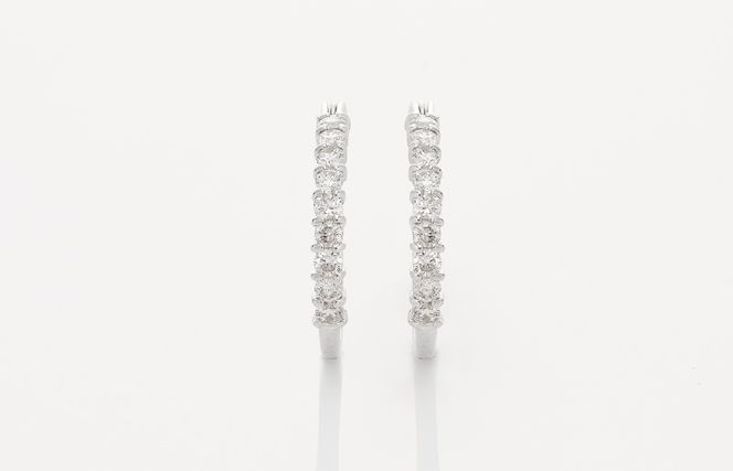 J012-4 アルカンシェル K18WG ダイヤ フープピアス（計0.20ct）【鑑別書付き ジュエリー プレゼント ギフト ファッション アクセサリー 贈り物 贈答 お祝い 記念日】