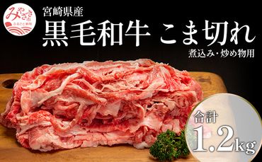 宮崎県産黒毛和牛こま切れ(煮込み、炒め物用)1.2kg(400g×3)_M155-006