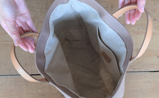 BB002-3-1　竹と牛革のカゴバッグ　ピンクベージュ