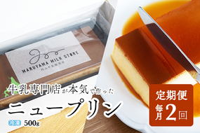 【定期便】濃厚プリン　New Pudding（ニュープディング）（500g×1本）×2ヶ月【be152-0931-100-2】(プリン 乳製品 スイーツ 北海道 別海町 定期便 2ヶ月 2ヵ月 2か月 2回