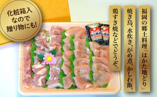 【全6回定期便】【化粧箱入】はかた地どり モモ・ムネ肉 合計500g 塩胡椒付焼き鳥 焼き肉 すき焼き用《築上町》【株式会社マル五】[ABCJ121]