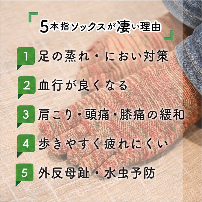 【4色カラバリ展開】竹紀行5本指タウンソックス（4足セット）