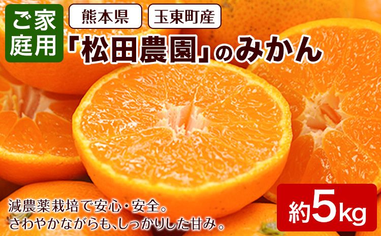 みかん ご家庭用『松田農園』ご家庭用みかん 約5kg(S-2Lサイズ) たっぷり [日付指定不可] 予約受付中 フルーツ 秋 旬 約5kg 熊本県玉名郡玉東町『松田農園』 こだわり ミカン!ちょこっと 訳あり[11月上旬-1月下旬頃出荷]---sg_mtdmikan_ak111_r7_7500_5kg---