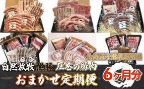 鹿追産 自然放牧黒豚 圧巻の豚肉おまかせ定期便（６ヶ月分） SKN010