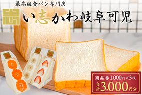  い志かわ岐阜可児商品券 3,000円分【0099-001】