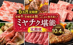 宮崎牛・宮崎県産豚・ハンバーグが毎月届く！ミヤチク堪能定期便(総重量10.4kg)_M132-T001