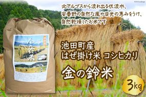 米 コシヒカリ 金の鈴米 3kg [池田町観光協会 長野県 池田町 48110430] お米 こしひかり 美味しい 池田町産 はぜ掛け米 はぜかけ米