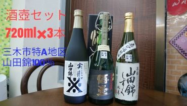 B-177 酒壺セット☆兵庫県三木特A地区山田錦１００％（７２０ｍｌ×３本）