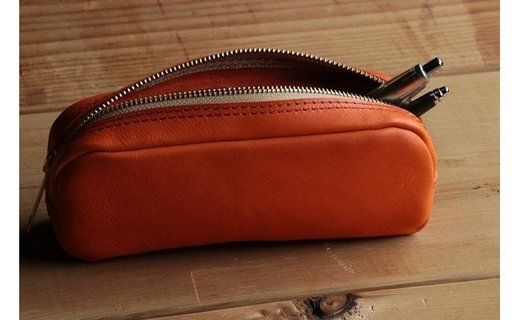 イタリアンレザーペンケース（筆箱） 【オレンジ】Z007VC03