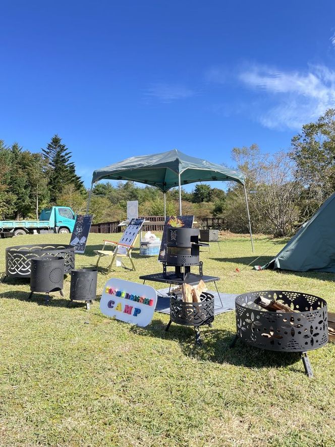 グランピングストーブ（S）＋薪入れ五徳（S）セット　アウトドア キャンプ 焚き火 たき火 たきび 焚火 ※着日指定不可◇