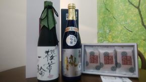 B-161 三木市山田錦100%　純米吟醸酒720ml×2本と三木銘菓長治せんべいのセット