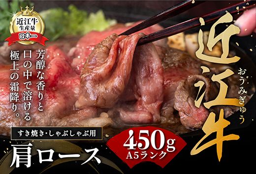 【2月末までに発送】近江牛A5ランク肩ロースすき焼・しゃぶしゃぶ用【450g】【DG05U-2m】