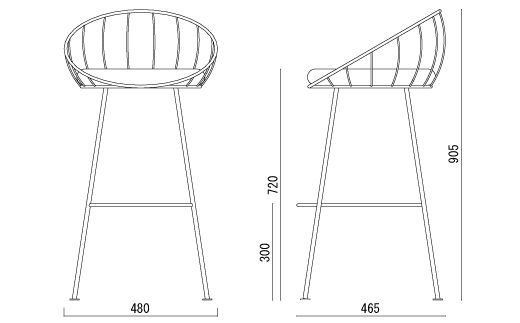 D154-01 Hoopカウンターチェア SH720mm （鉄製家具/椅子）