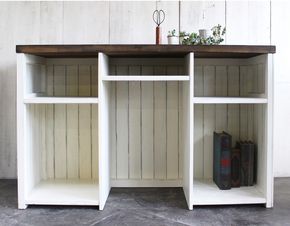 【ヴィンテージブラウン×ホワイト】アンティーク風 無垢材 キッチンカウンター＜アンティーク風 家具 Dea-Sirio＞ ※北海道・沖縄・離島への配送不可