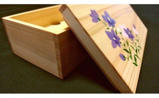 桧で作った桔梗の小箱～my宝箱～≪木製 桧 ヒノキ ひのき インテリア アクセサリー 収納 整理 小物≫