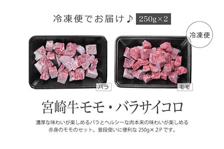 ＜宮崎牛サイコロ(モモ・バラ)500g(250g×2)＞3か月以内に順次出荷【c719_tf_x2】