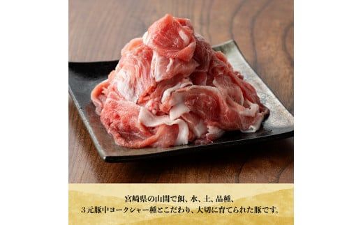 【小分け！】宮崎県産豚肉　放牧豚こま切れ　10袋(計2.5㎏) 【 豚肉 豚 肉 小間切れ 細切れ 炒め物 】 [C08105]