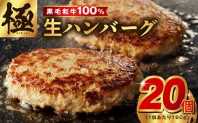 CFX0002 【黒毛牛肉100%】極み ハンバーグ 180g×20P BIGサイズ 総量 3.6kg【ハンバーグ 牛肉 黒毛和牛 100% 人気 便利 オススメ 生ハンバーグ 冷凍 小分け 個包装 お弁当 惣菜 おかず 焼くだけ 簡単調理 家計応援】