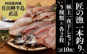 【一本釣り 匠の漁】佐田岬 玉手箱セット＜海鮮 魚 愛媛 伊方 アジ いさき フグ サバ 太刀魚＞5種×各2枚（計10枚）