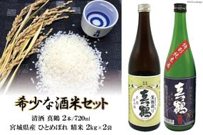 ＜巣篭り 酒米セット＞真鶴『特別純米酒/生もと造り純米酒』と宮城県産『ひとめぼれ』精米2kg×2袋＜田中酒造店＞【宮城県加美町】 [44580919]