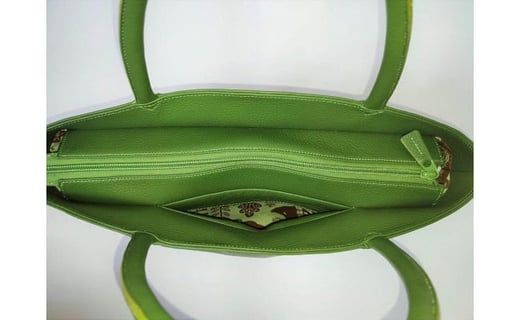 「鞄工房　香」横長トートバック　グリーン FAA3034