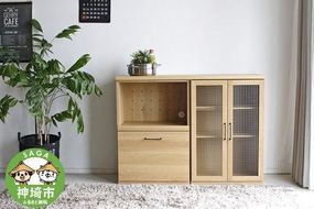 トラクト ガラス扉＋OP引出＋120天板 NA 【食器 キャビネット 家具 国産 組み合わせ 収納家具 完成品】(H060643)