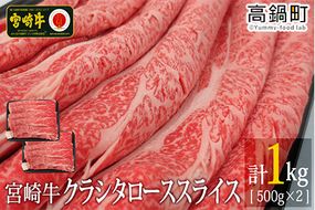 ＜宮崎牛クラシタローススライス1kg(500g×2)＞3か月以内に順次出荷【c707_tf_x1】