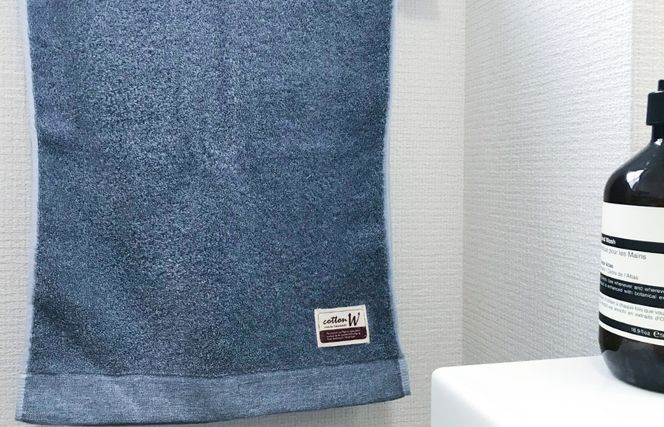 020C146 コットンＷ フェイスタオル 6枚（ブルー）【泉州こだわりタオル】【泉州タオル 国産 吸水 普段使い 無地 シンプル 日用品 家族 ファミリー】
