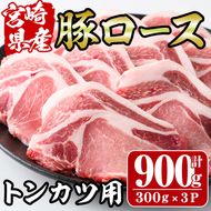 宮崎県産豚ロース(計900g・トンカツ用300g×3パック・1パック3枚入り)豚 トンテキ ポークソテー ステーキ 鍋 精肉 お肉 お取り寄せ 冷凍 国産【R-73】【ミヤチク】