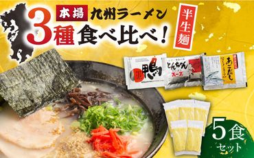 【本場 九州ラーメン】半生麺 ラーメン 5食 セット スープ付き (とんこつ/あごだし/鴨) / 南島原市 / ふるさと企画 [SBA009]