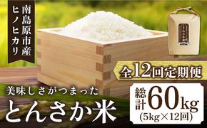 【南島原市産ヒノヒカリ】とんさか米 5kg×12回 定期便 / 米 ヒノヒカリ / 南島原市 / 林田米穀店 [SCO003] [SCO003]