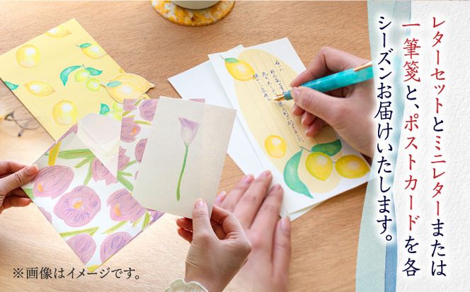 【全4回定期便】季節の レターセット 4種 + 一筆箋 or ミニレター 1枚 + ポストカード 1枚《築上町》【季節の手紙や】 文具 手紙 レター[ABAJ009]
