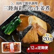 【定期便 12ヶ月】 ぶり 生姜煮 (130g×20p) × 12回 鰤 惣菜 常備食 常温保存可能 電子レンジ 簡単調理 レトルト 常温 三陸海彩 簡単調理のお惣菜 [abe6000_12]	