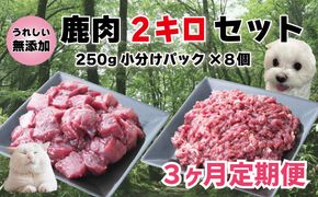 【3回定期便】 森のジビエ for PET 鹿肉 2kg ペットフード 犬 猫 A-JK-B01A