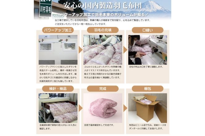 【春秋用】 中厚 羽毛 合掛け 布団 シングル ホワイトグースダウン 93％ ポーランド産 0.8kg ( アリーチェ 赤 )  [川村羽毛 山梨県 韮崎市 20743619] 羽毛布団 日本製 ロイヤルゴールドラベル