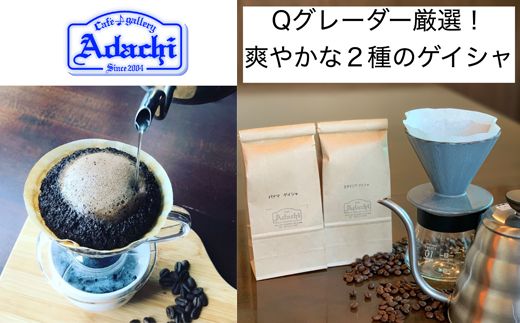 S15-33 カフェ・アダチ パナマとエチオピア ゲイシャ2種類詰め合わせセット 各70g