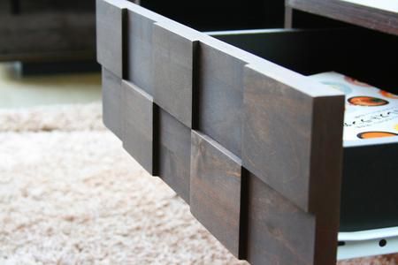 コルク リビングテーブル 【リビング センター ガラス テーブル 引出し付 収納 組立設置付 梱包材引き取り 家具 国産】(H062122)